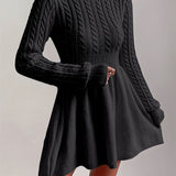Women’s Timeless Cable Knit Dress | A-line Jumper