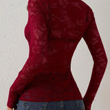 Elegant Long Sleeve Lace V-Neck Blouse for Women