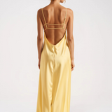 Satin Cowl Neck Slip Maxi Dress with Open Back