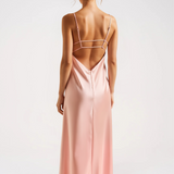 Satin Cowl Neck Slip Maxi Dress with Open Back