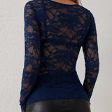 Elegant Long Sleeve Lace V-Neck Blouse for Women