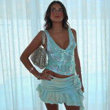 Pink Sequin V-Neck Tank Top for Women – Party Glam Sleeveless Blouse