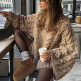 Women's Stylish Knitted Jumper | Oversized Design with Balloon Sleeves