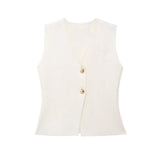 Elegant Sleeveless Tailored Button Vest for Women