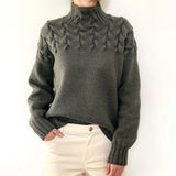 Women's Textured Knitted Jumper | Funnel Collar