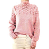 Women's Textured Knitted Jumper | Funnel Collar