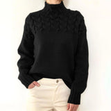 Women's Textured Knitted Jumper | Funnel Collar