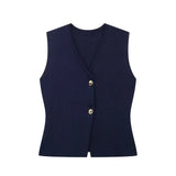 Elegant Sleeveless Tailored Button Vest for Women