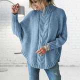 Women’s Stylish Knitted Jumper | Funnel Collar with Cable Knit Pattern