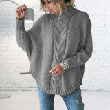 Women’s Stylish Knitted Jumper | Funnel Collar with Cable Knit Pattern