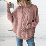 Women’s Stylish Knitted Jumper | Funnel Collar with Cable Knit Pattern