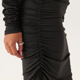 Elegant Long Sleeve Ruched Bodycon Mini Dress