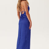 Elegant Satin Strappy Back Maxi Dress