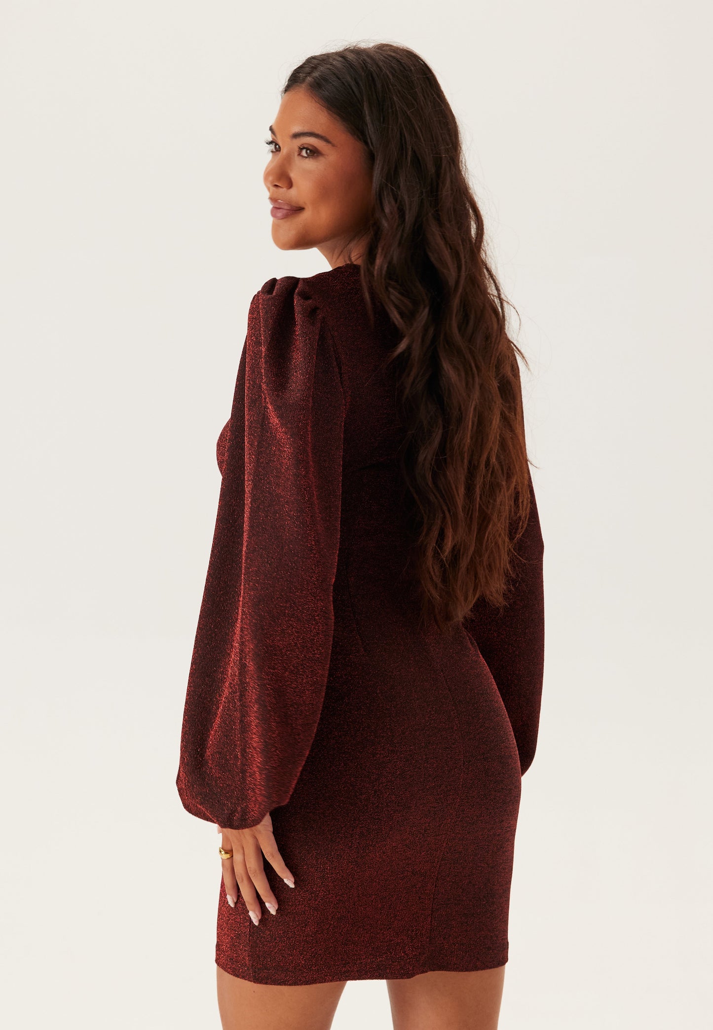 Long Sleeve Shimmer Bodycon Mini Dress