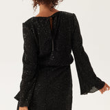 Black Sequin Long Sleeve Mini Dress