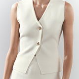 Elegant Sleeveless Tailored Button Vest for Women