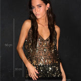 Black Sheer Embellished Sequin Cami Top – Women’s Partywear Blouse